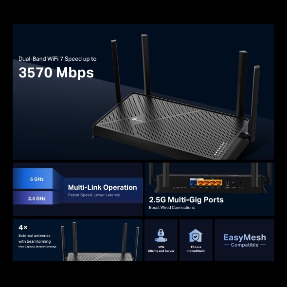 Router Inalámbrico TP-LINK Archer BE230 | BE3600, WiFi 7 - imagen 6