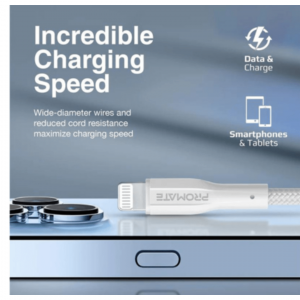 PROMATE XCORD-AI.WHITE CABLE USB-A A LIGHTNING 1M