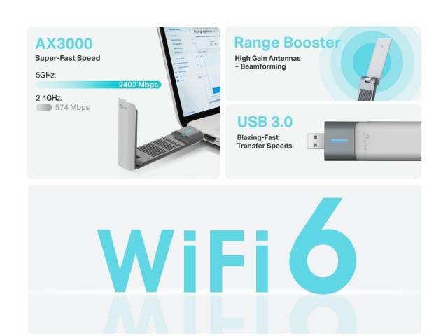 Adaptador Inalámbrico USB TP-LINK Archer TX50UH | AX3000, WiFi 6, Alta Ganancia - imagen 7