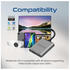 PROMATE MEDIALINK-H2 ADAPTADOR USB-C A 2 HDMI 4K