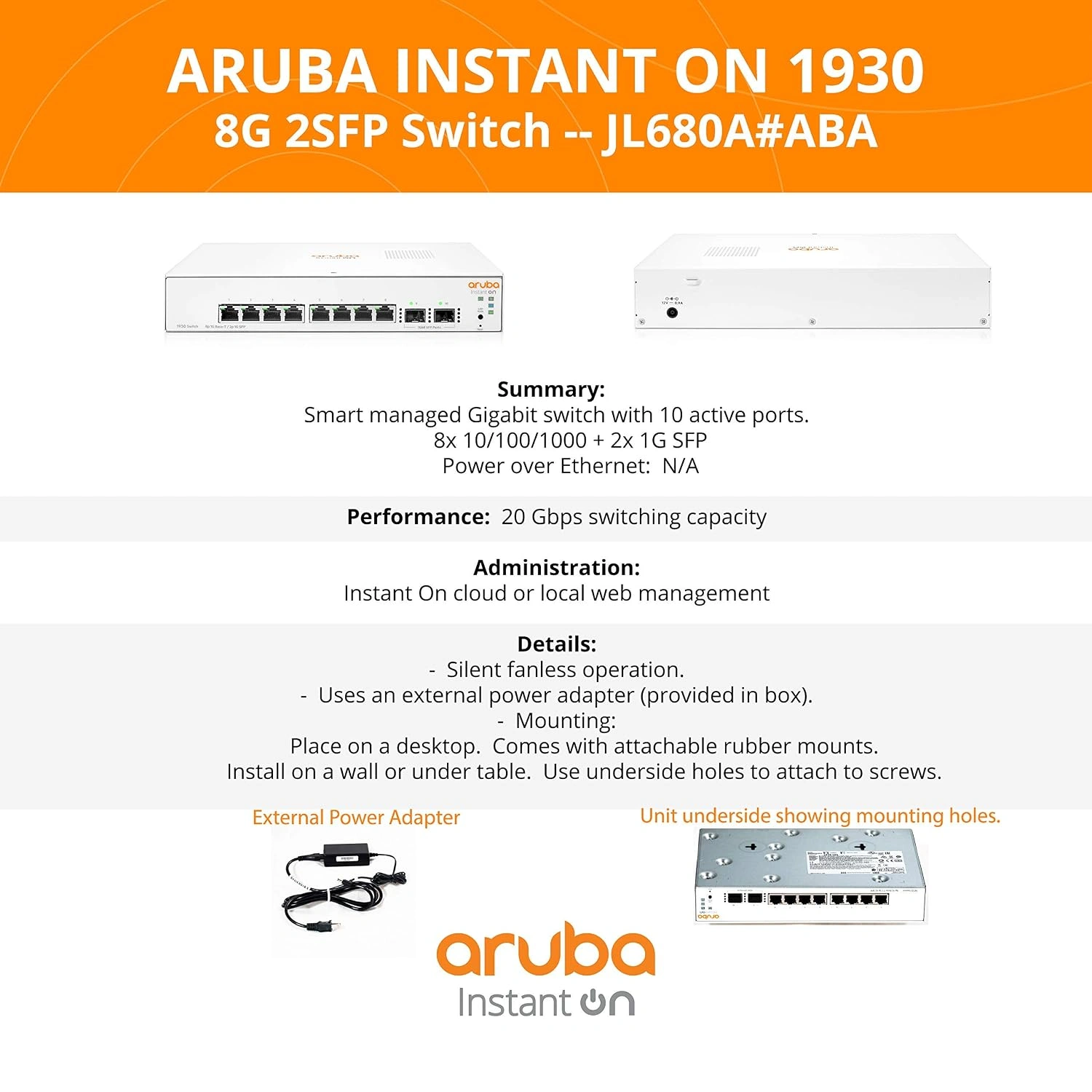 Switch Aruba Instant On 1930 8 Puertos Gigabit 2 SFP Administrable - imagen 5
