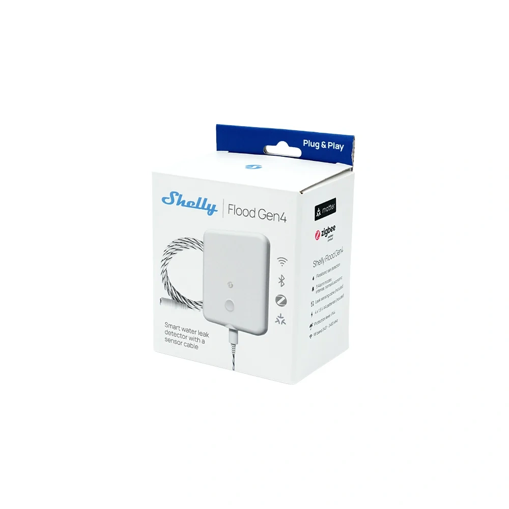 Sensor de Fugas de Agua Shelly Flood Gen4 con Cable Wi-Fi, Zigbee y Matter - imagen 4