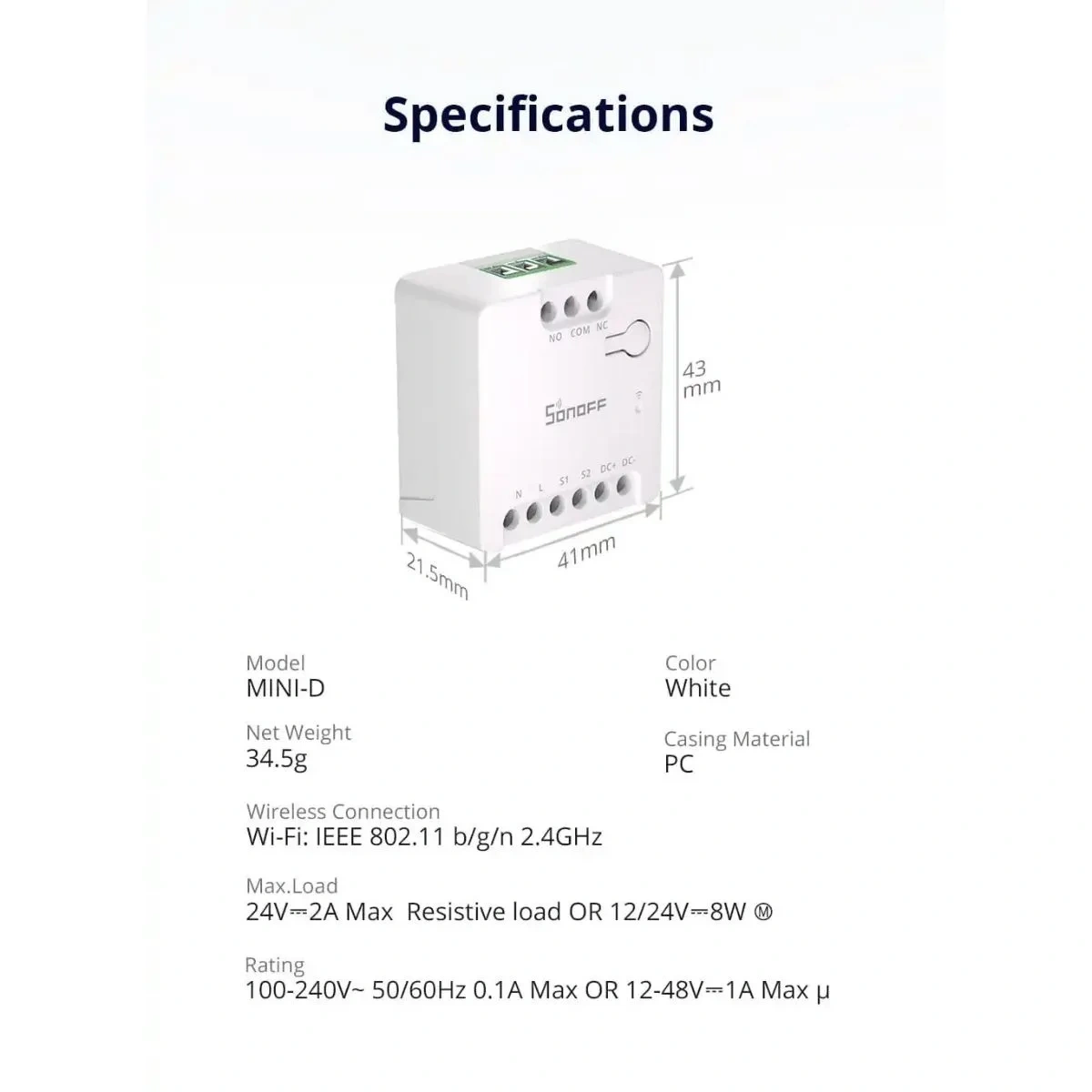 Interruptor Inteligente Sonoff MINI-D Wi-Fi Contacto Seco Matter - imagen 3