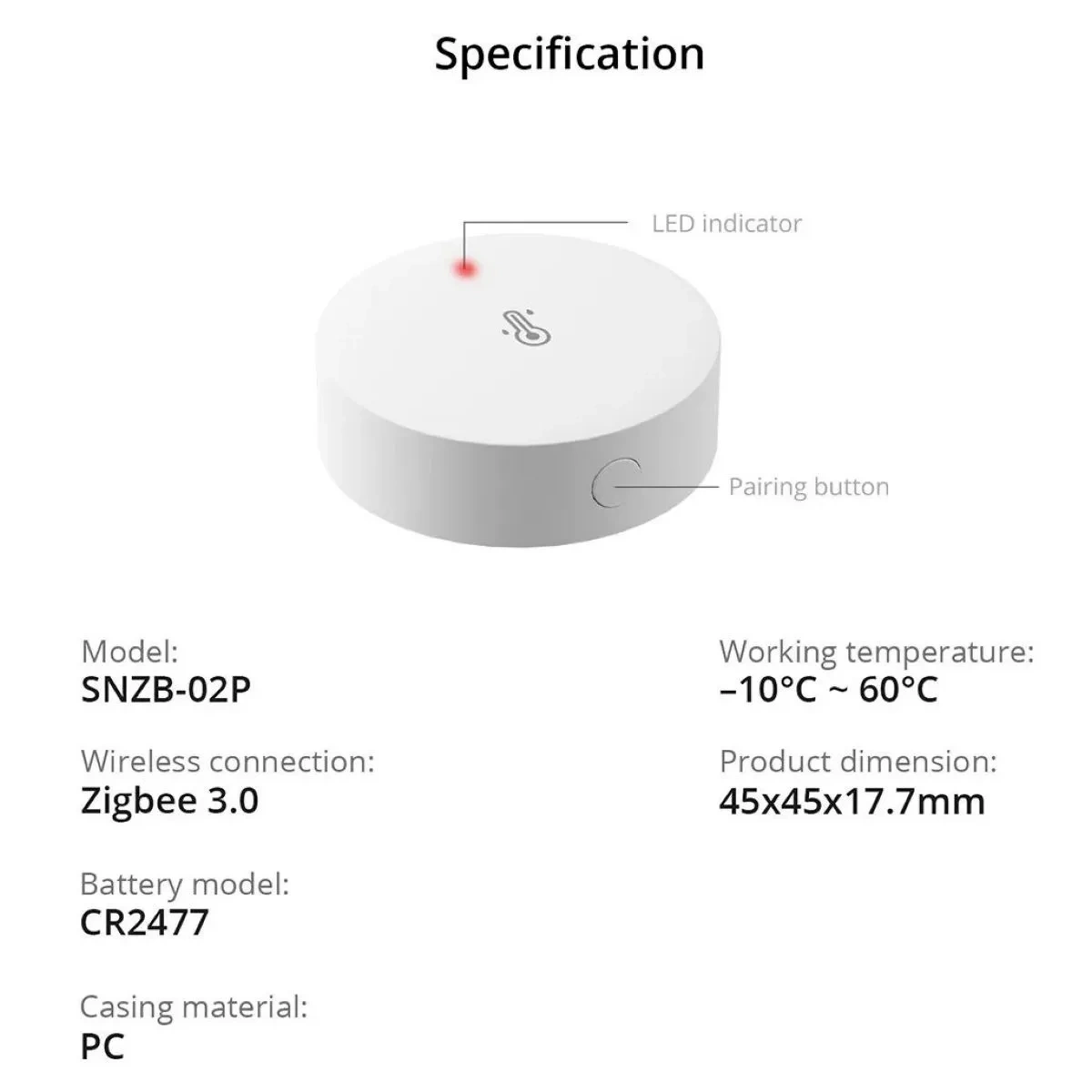 Sensor de Temperatura y Humedad Sonoff SNZB-02P Zigbee - imagen 3