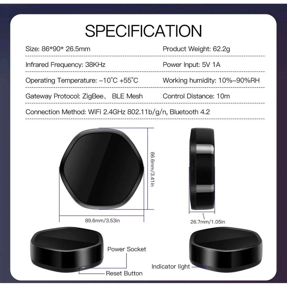 Gateway Moes MHUB-YR-W-IR Zigbee, Bluetooth e Infrarrojo - imagen 2